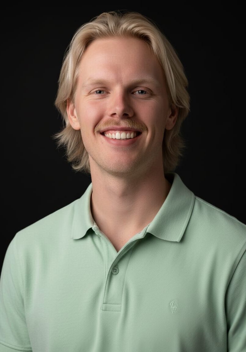 Physio - Liam - Light Green Polo - Black bg (1)